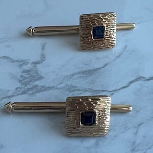 ✨ Tiffany & Co. 14K Yellow Gold Blue Sapphire Shirt Studs (Set of 2) ✨